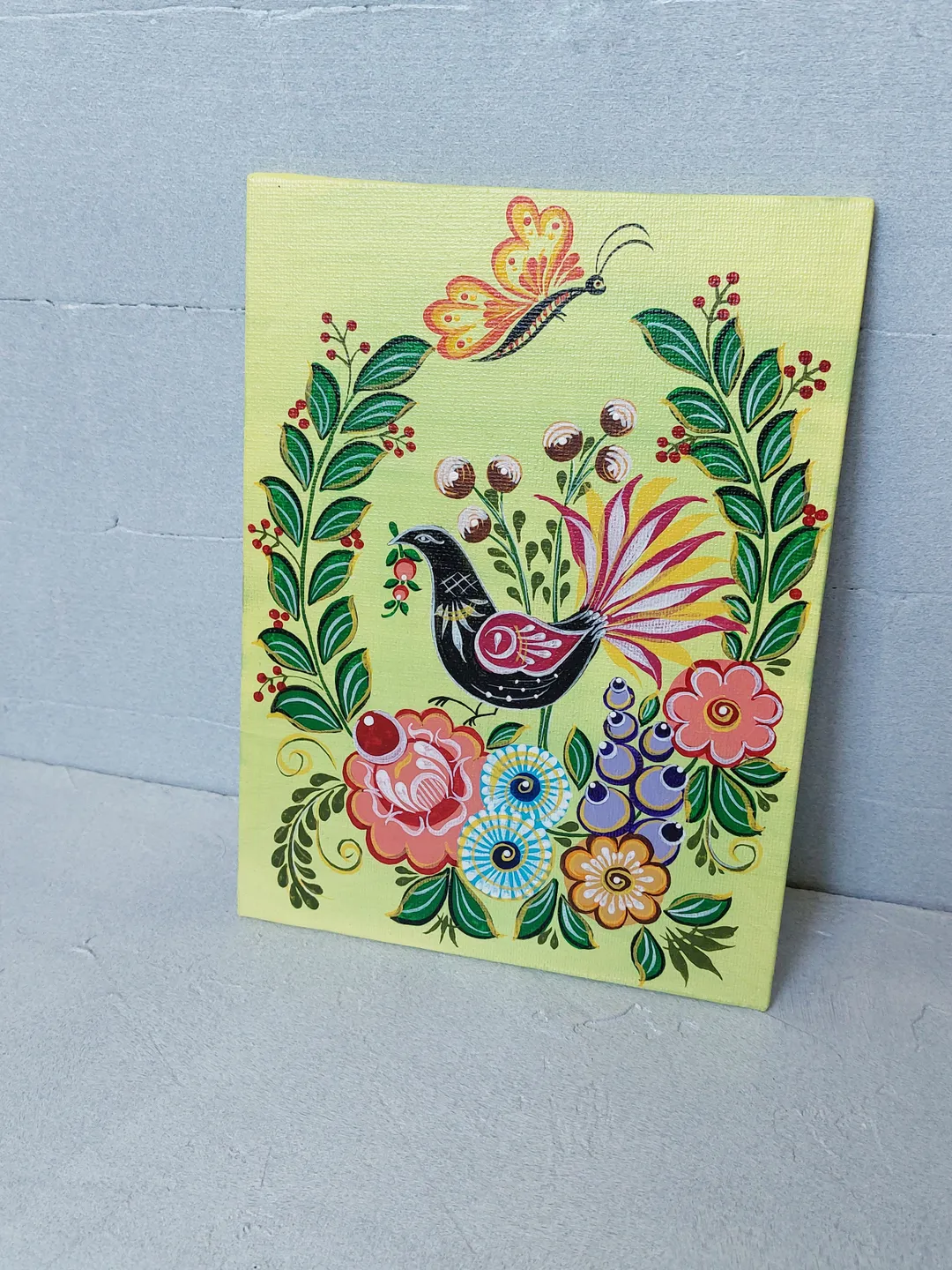 Fairy bird. Painting on canvas