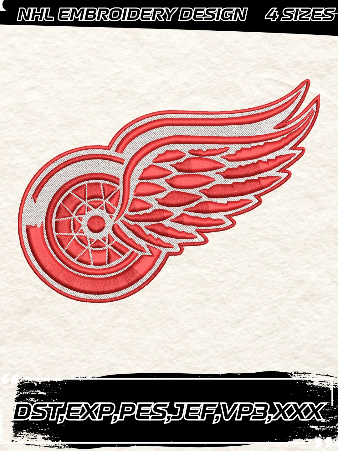 Detroit Red Wings Logos Embroidery Designs,NHL Logo Embroidery Files, Machine Embroidery Design File, 4 Sizes,Digital Download