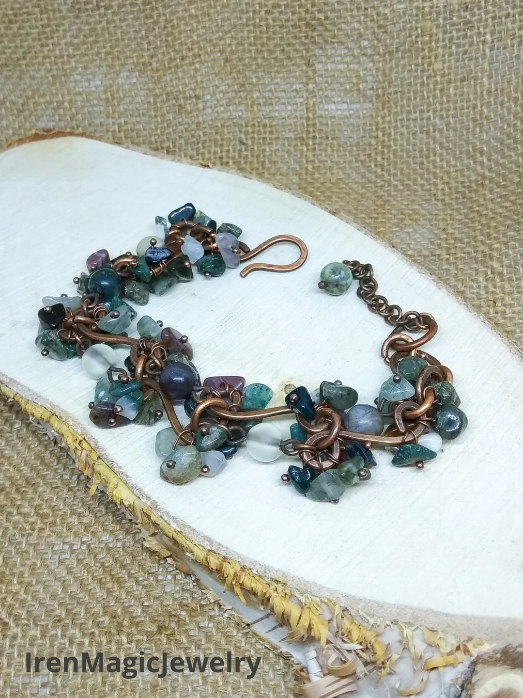 Copper Bracelet with Indian Agate Stones