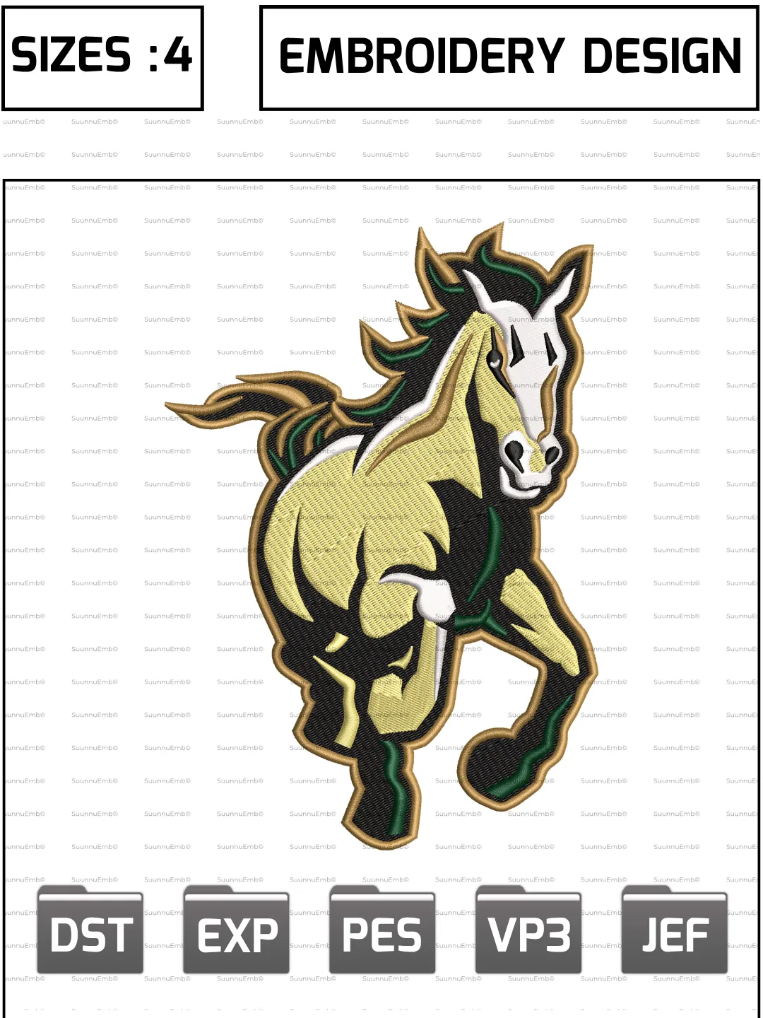 Cal Poly Mustangs Secondary Logo Embroidery Design,NCAA Logos Embroidery Design,NCAA Teams, Machine Embroidery Design File,4 Sizes, Digital Download