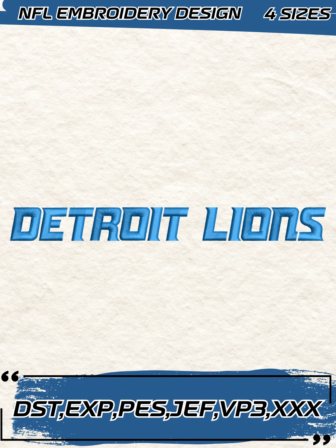 Detroit Lions Wordmark Logo Embroidery Design,NFL Logo Embroidery Design,Machine Embroidery Design File,4 Sizes, Digital Download