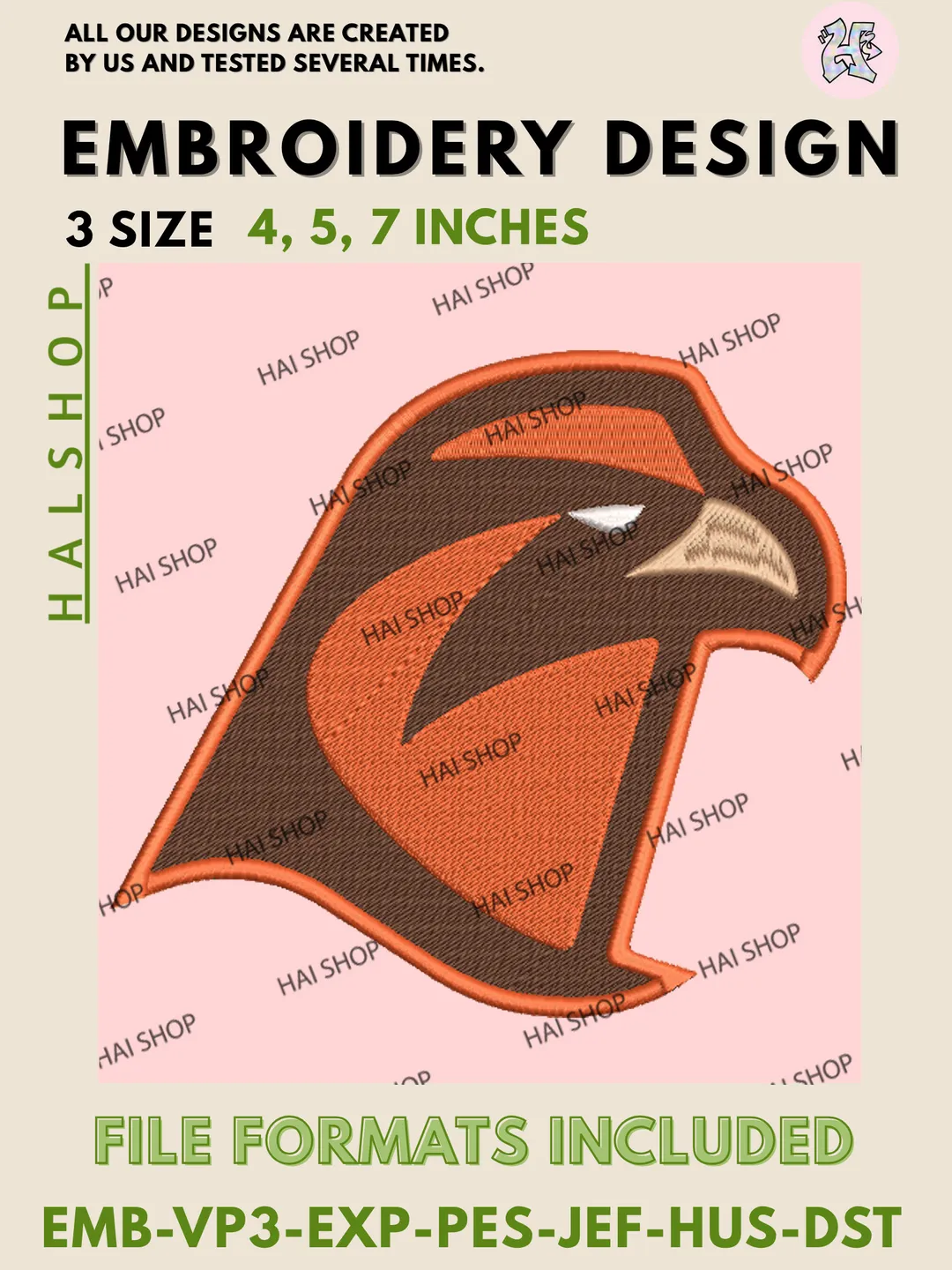 Bowling Green Falcons Logo Machine Embroidery Design Files, NCAA Bowling Green Falcons Embroidery, Digital Download