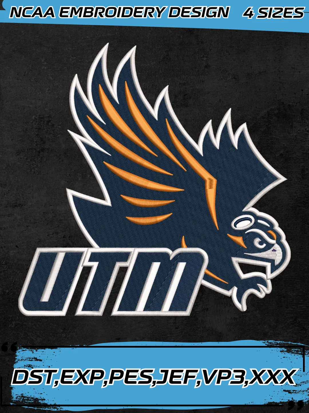 UT Martin Skyhawks Secondary Logo Embroidery Design,NCAA Logo Embroidery Design,Machine Embroidery Design File,4 Sizes, Digital Download