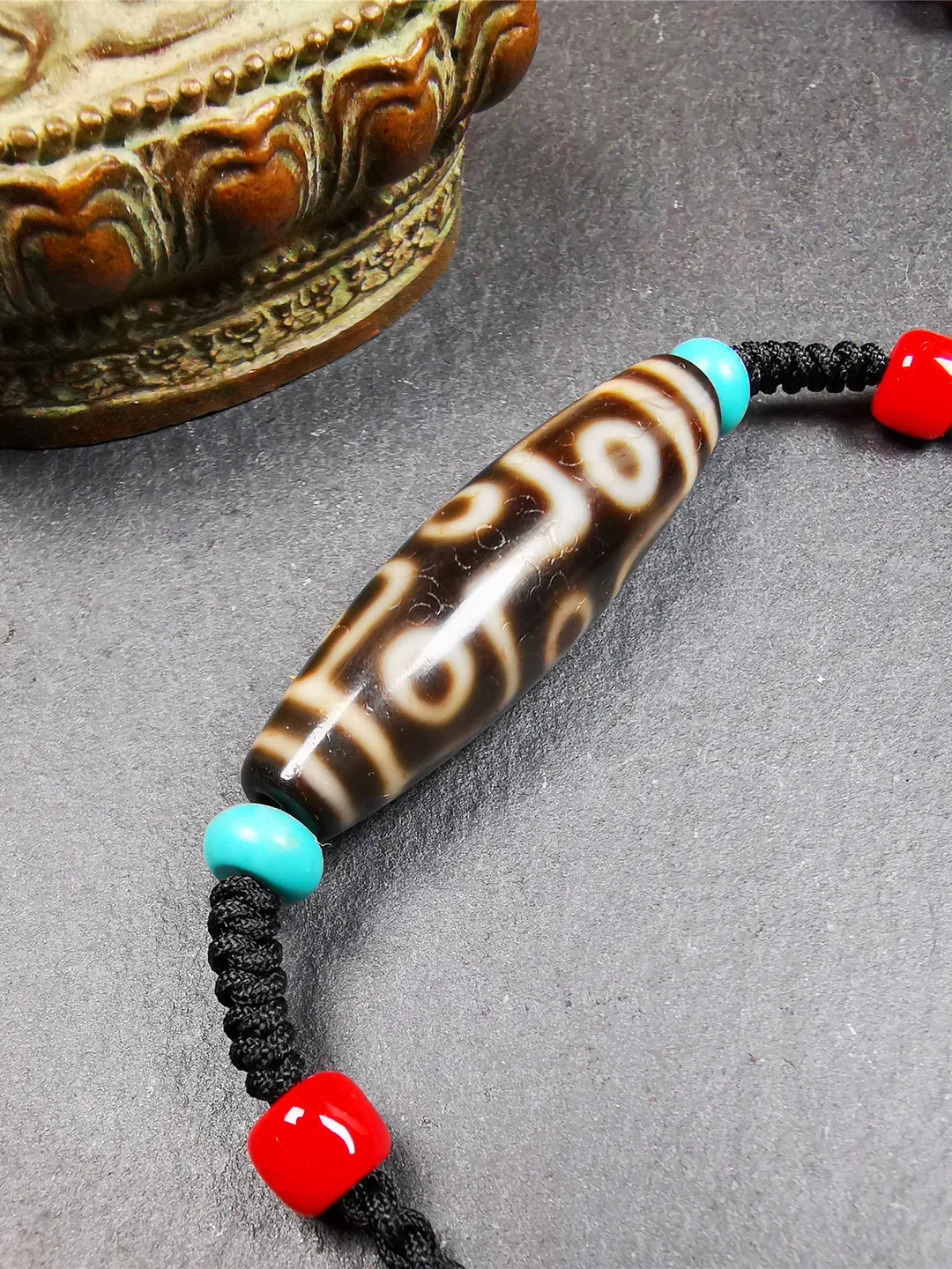 Gandhanra Unique Tibetan 9 Eyes Dzi Bead Necklace,1.53