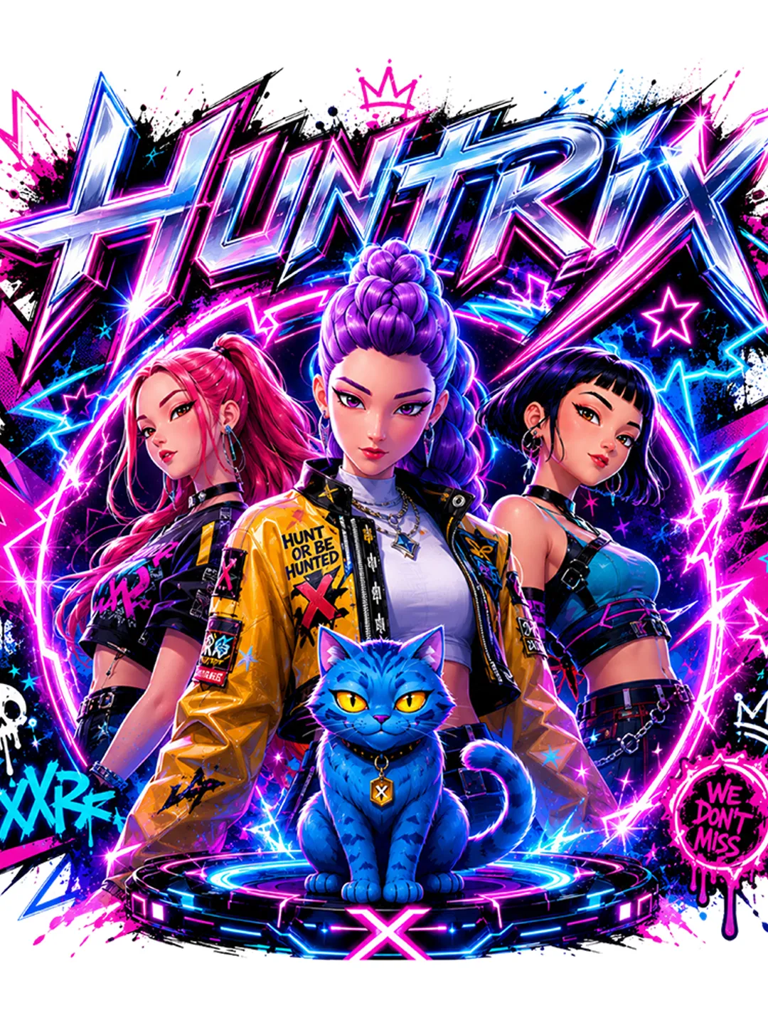 Huntrix Kpop Demon Hunters Anime Girl Clipart | Rumi Mira Zoey PNG