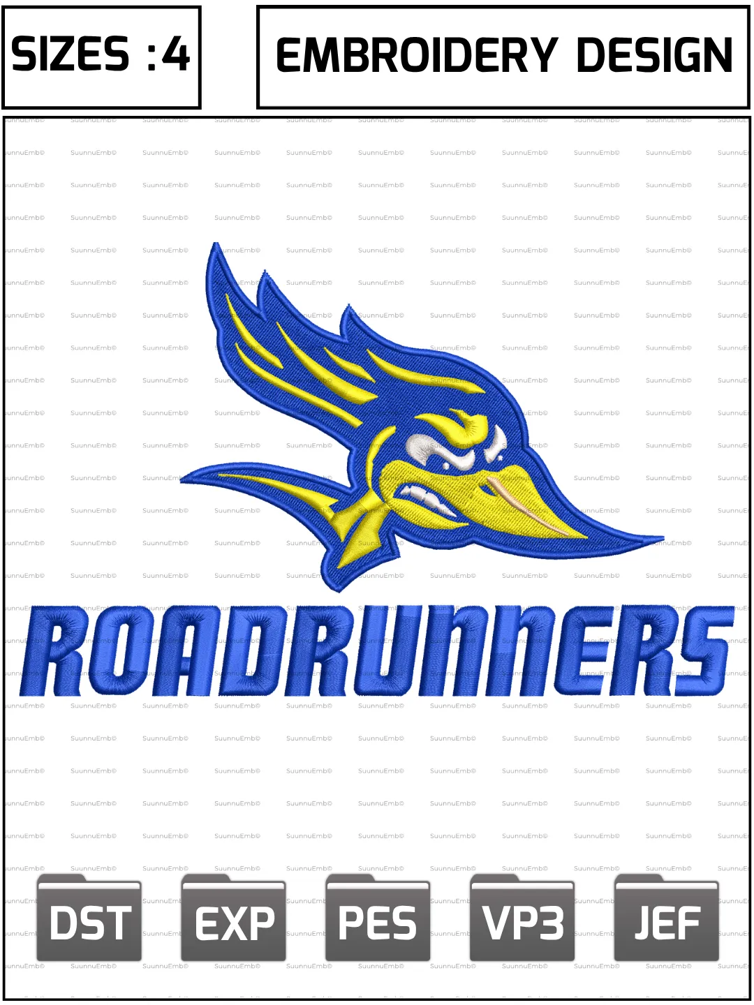 CSU Bakersfield Roadrunners Secondary Logo Embroidery Design,NCAA Logos Embroidery Design,NCAA Teams, Machine Embroidery Design File,4 Sizes, Digital Download