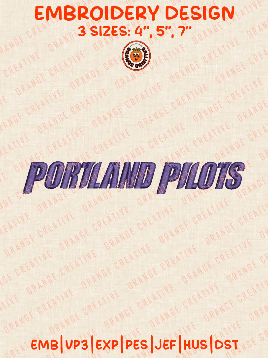 Portland Pilots Wordmark Logo Embroidery Files, NCAA Portland Pilots Team Embroidery Designs, College Football Team Machine Embroidery Files, NCAA Portland Machine Embroidery, Digital Download