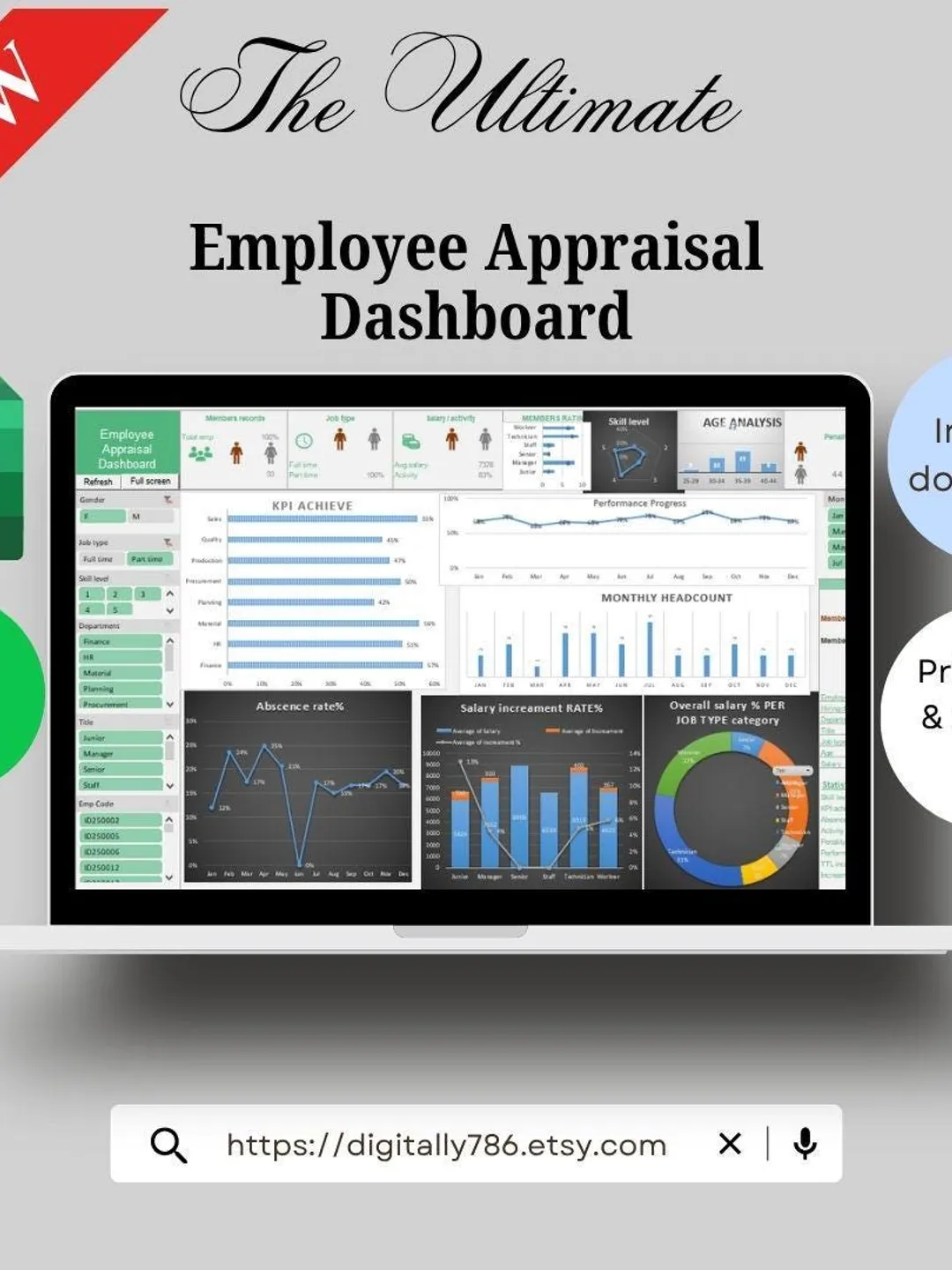Employee Appraisal Dashboard | Performance Review Template (Excel ...