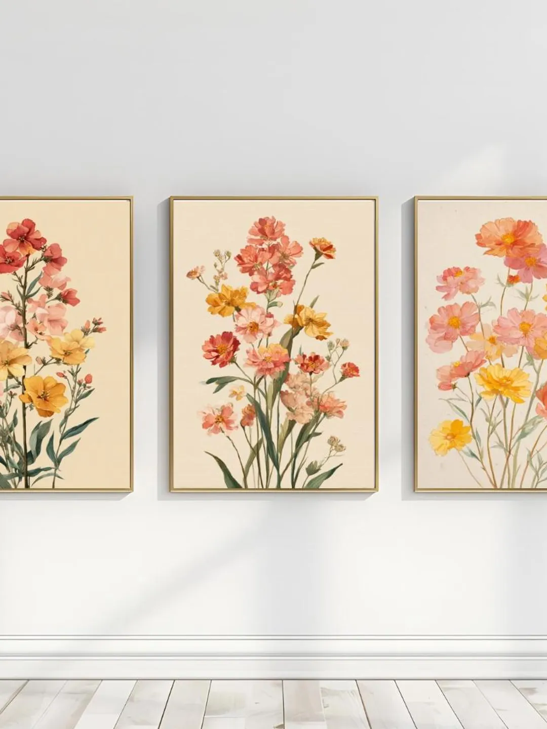 Boho Wildflower Nursery Art Set of 3: Botanical Prints (Digital Download)