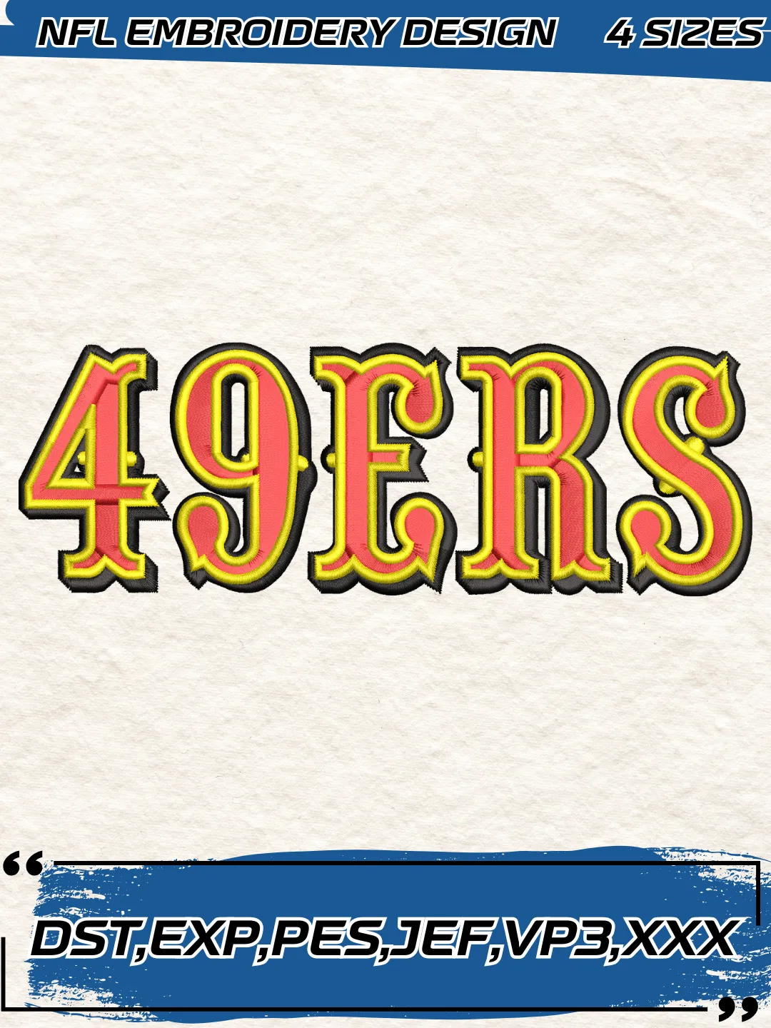 49ERS Embroidery Design, Football Team NFL Machine Embroidery Digitized Pes Files, 4 Sizes, Digital Download