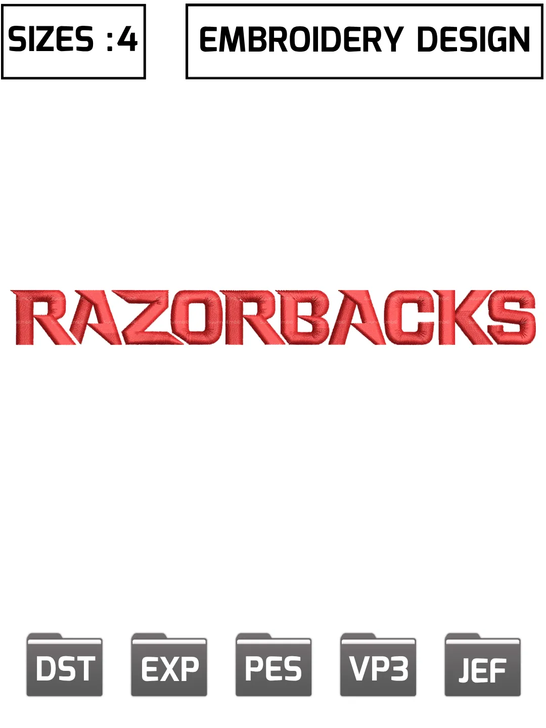 Arkansas Razorbacks Logo Embroidery Design,NCAA Logos Embroidery Design,NCAA Teams, Machine Embroidery Design File,4 Sizes, Digital Download