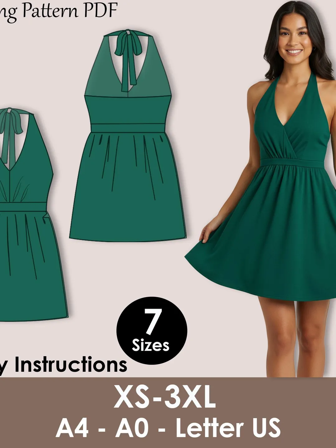 A-Line Shift Dress Sewing Pattern | Beginner Friendly PDF | Sleeveless  Summer Dress ( XS-3XL )