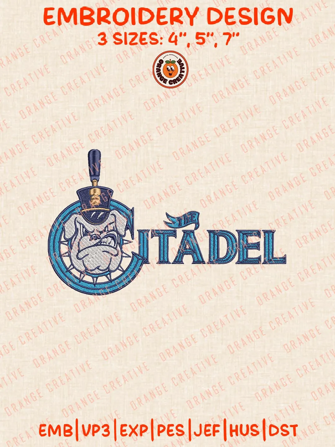 Citadel Logos Embroidery Design Files, NCAA The Citadel Bulldogs Logos Embroidery Designs, Machine Embroidery Files, 4 Sizes, Custom Sizes, Instant Download