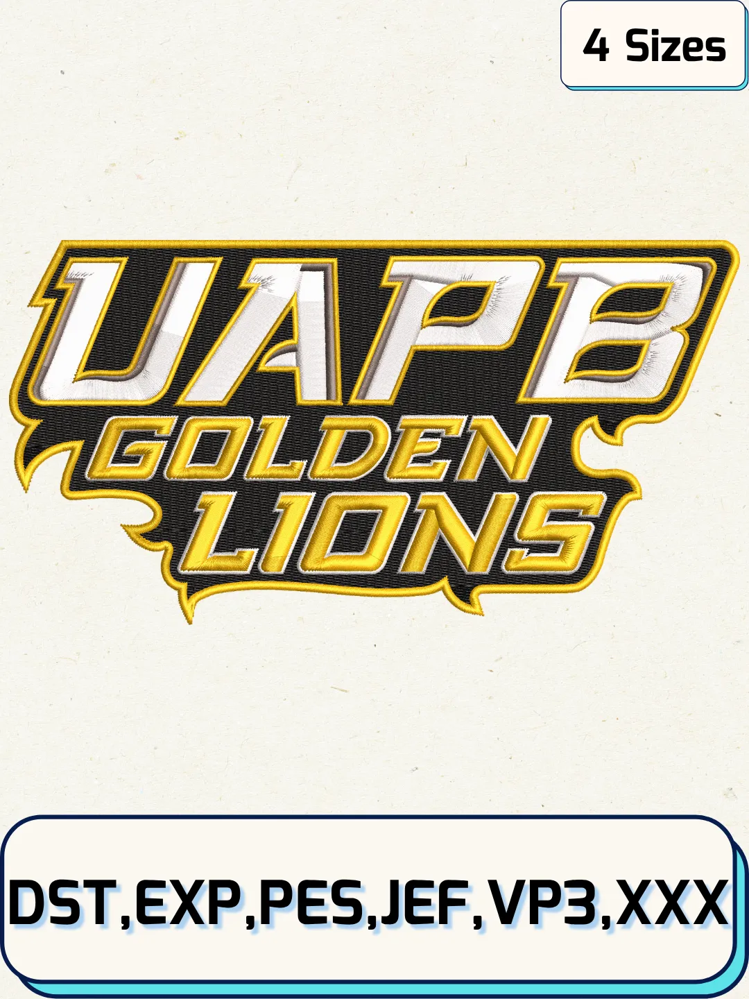 Arkansas-PB Golden Lions Wordmark Logo Embroidery Design Files, NCAA Logos Embroidery Designs, Machine Embroidery Files, 4 Sizes