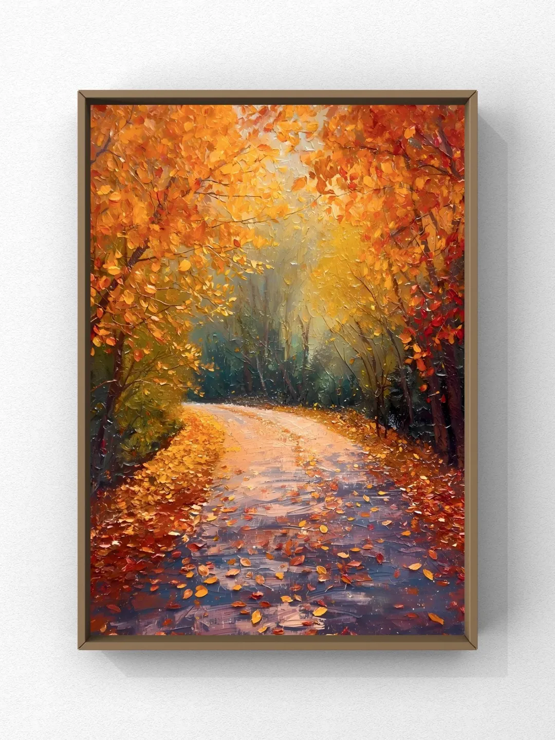 Autumn Forest Path Wall Art Print, Fall Landscape Painting, Cozy ...