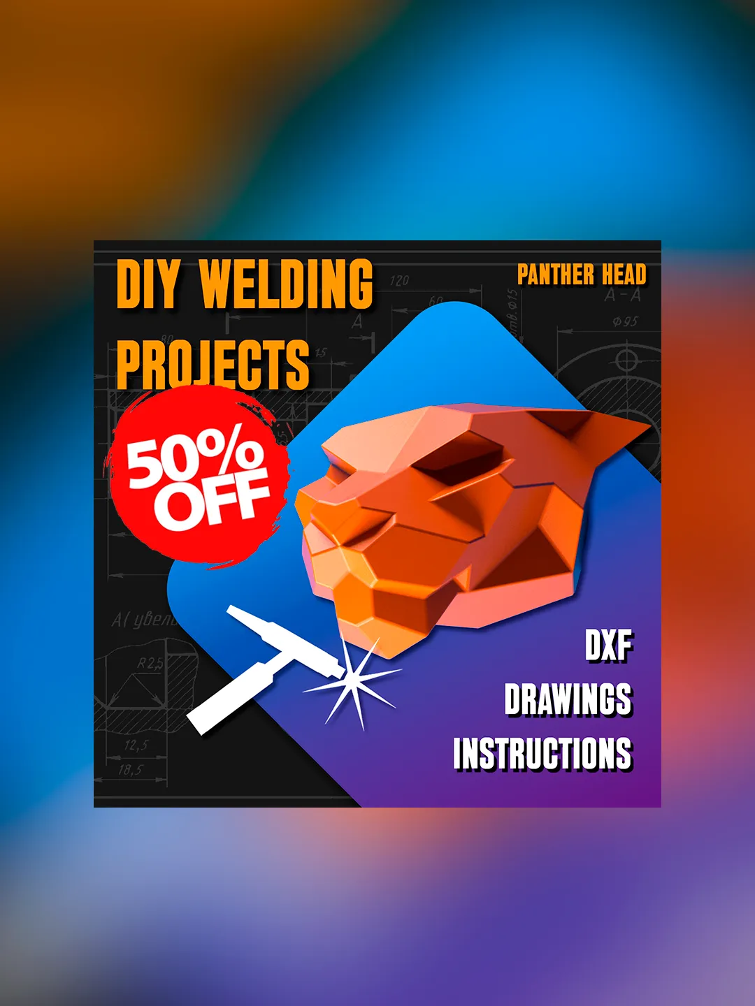 Welding Project Plans Drawings Panther Head (DXF, PDF)