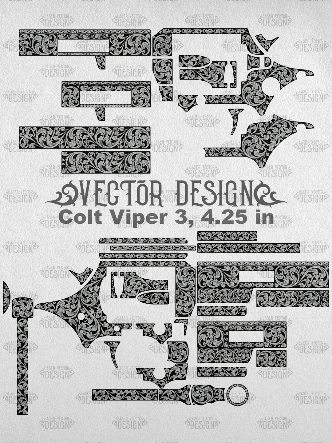 VECTOR DESIGN Colt Python 357 6, 4.25, 3 in Snake and flowers