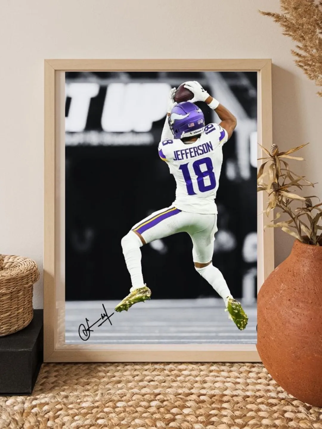 Justin Jefferson Signed Football Poster NFL Superstar Wall Art Premium Sports Collectible