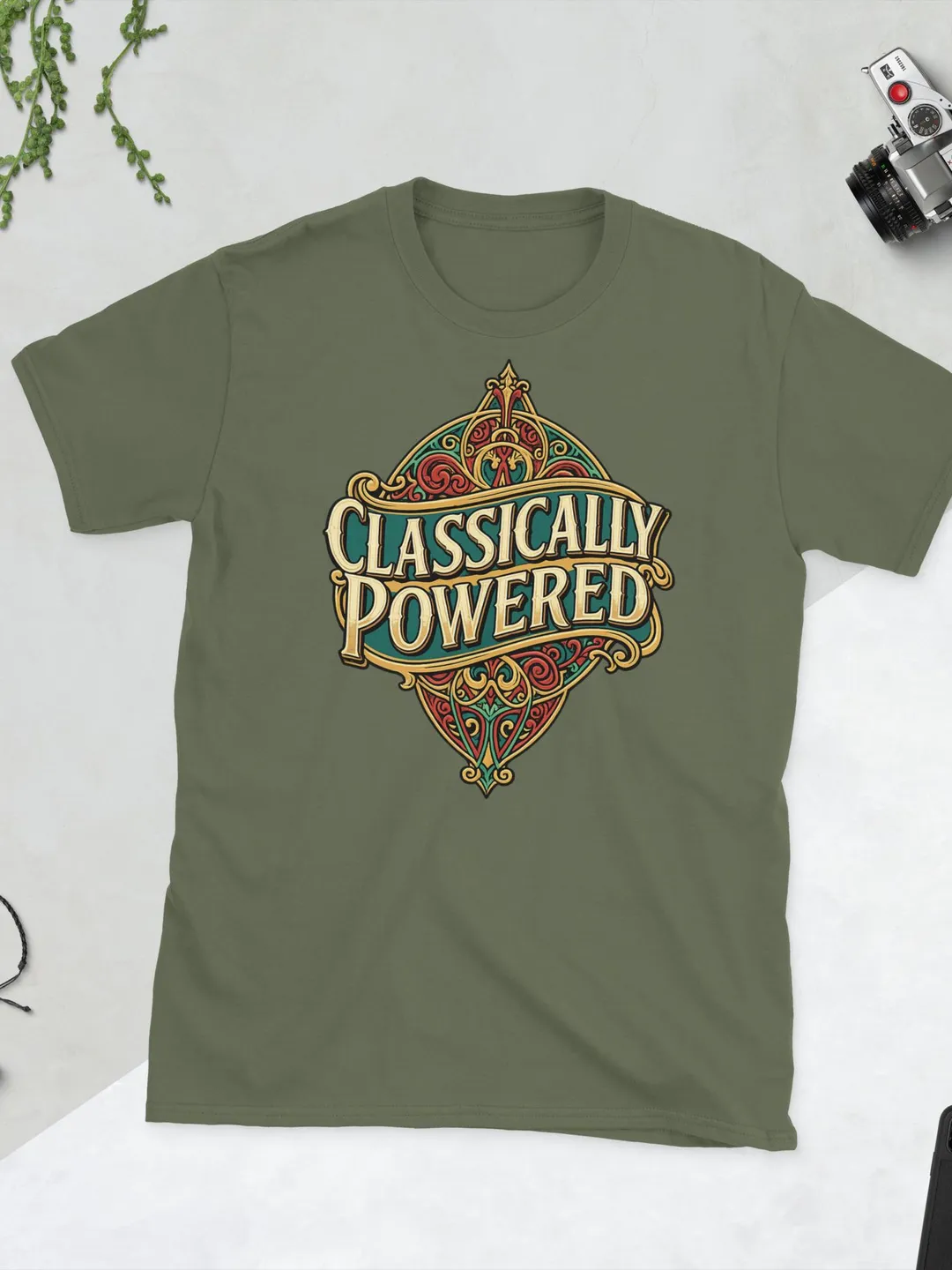 Classically Powered Vintage Aesthetic Shirt, Ornate Art Nouveau Graphic Tee, Victorian Style Filigree T-Shirt, Retro Apothecary Gift