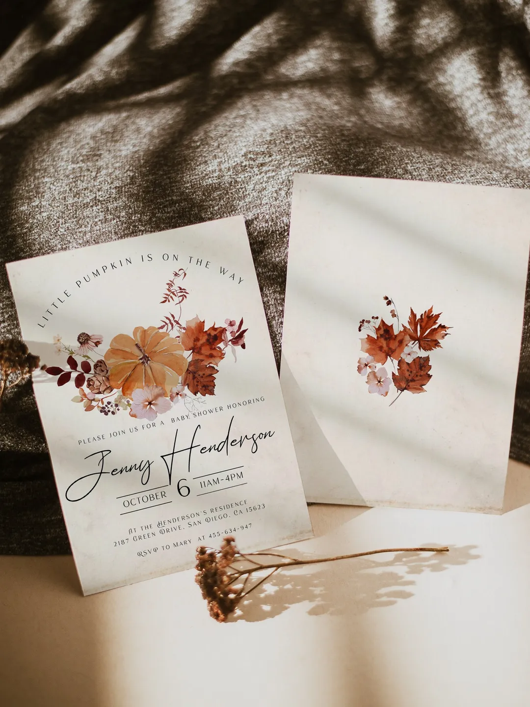 Rustic Autumn Baby Shower Invitation; Boho Flowers Baby shower; Little ...