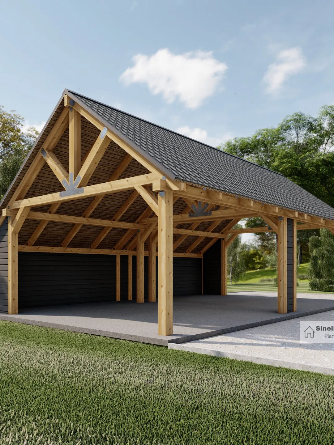 2-Car Garage Plan with Attic \u0026 Carport: 32'x24' Blueprint (PDF), image size:1080x1440