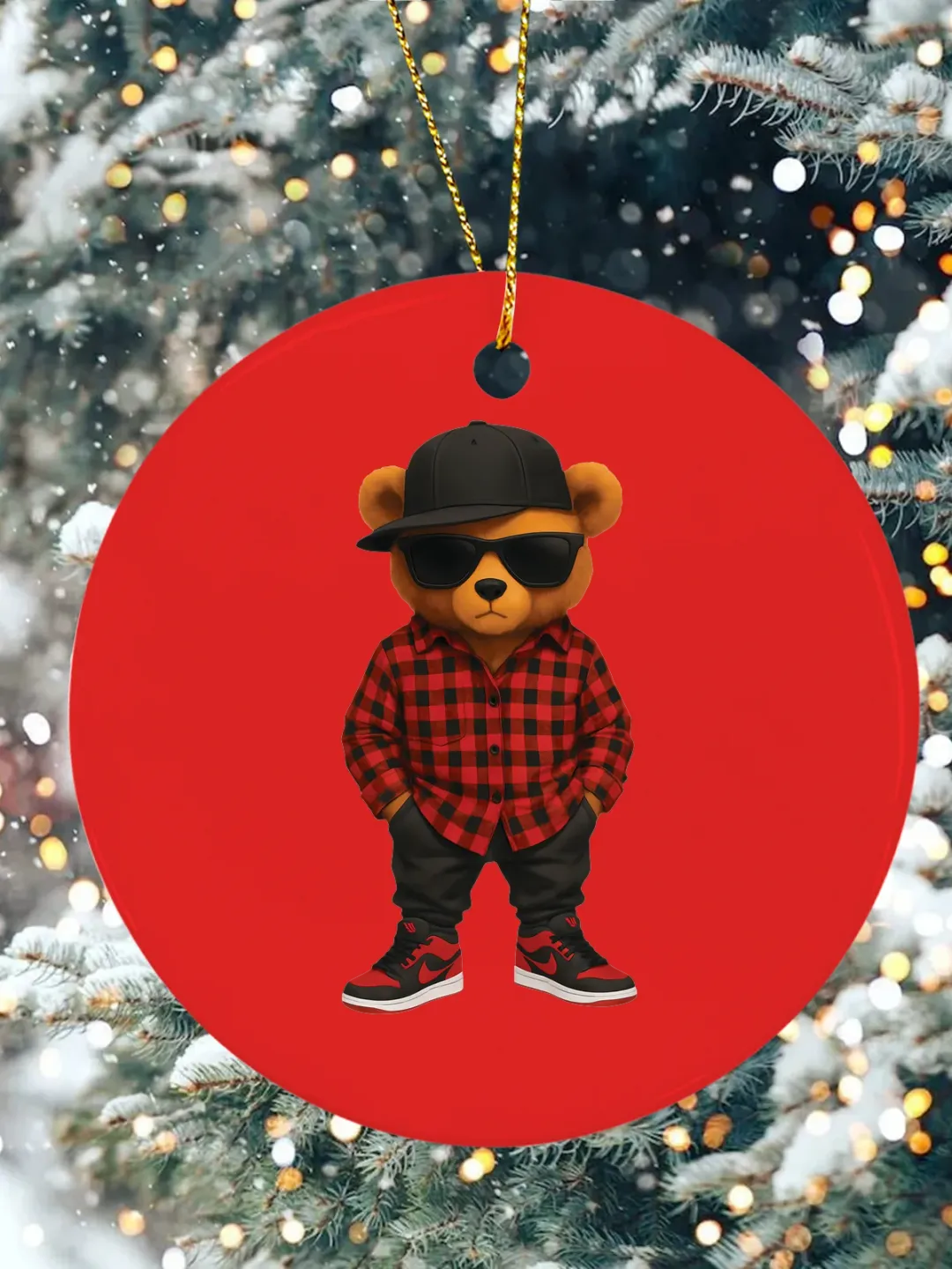 with Mishka Christmas Ceramic Ornament