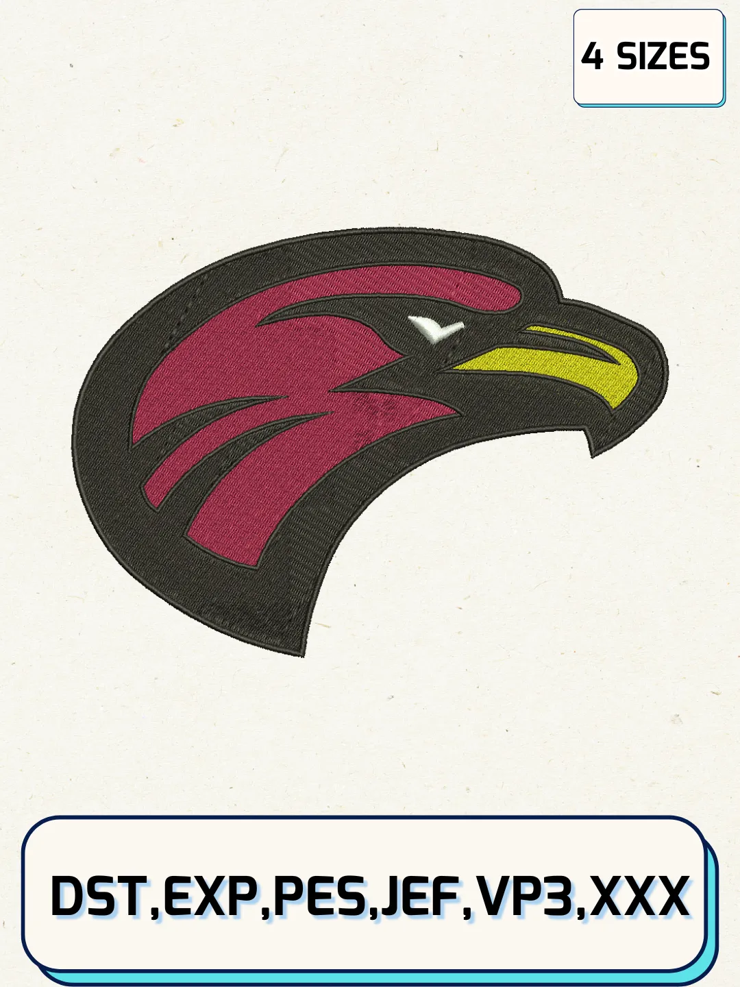 Louisiana-Monroe Warhawks Logos Embroidery Design Files, NCAA Logos Embroidery Designs, Machine Embroidery Files, 4 Sizes