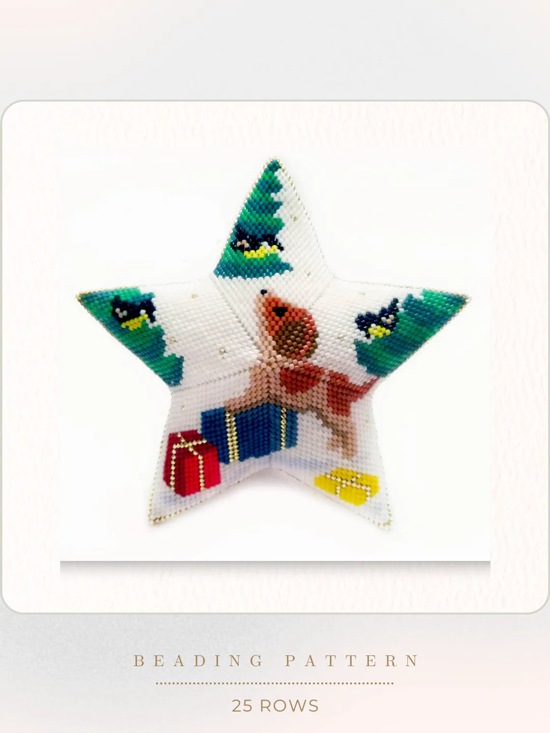 Peyote Star Puppy Pattern, Beadwork Christmas Ornament, Beaded Star Pattern