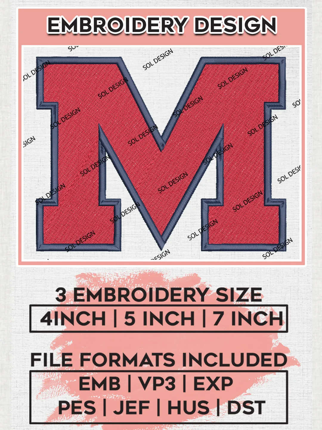 Ole Miss Rebels College Team Writing Logo Embroidery Design Files, NCAA Ole Miss Rebels Machine Embroidery, NCAA Teams, 3 sizes, NCAA Machine embroidery designs, Digital Download