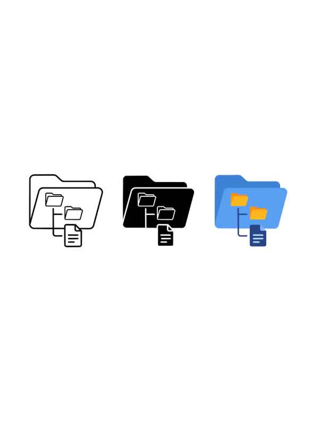 Folder structure hierarchy icon set with directories and document ...