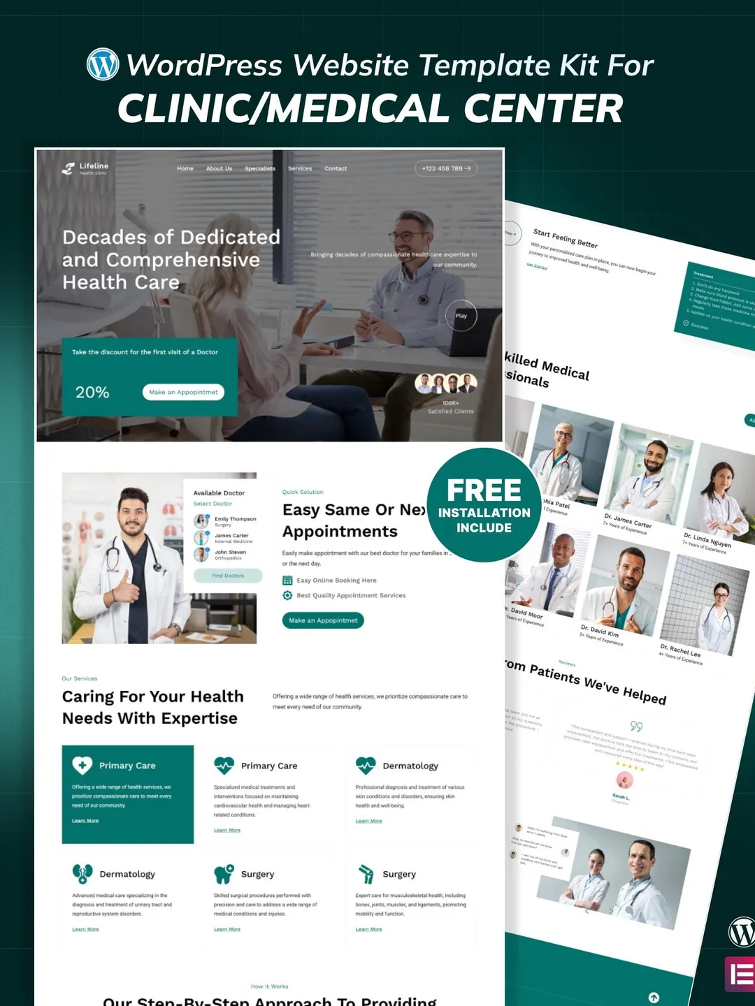 Medical Clinic WordPress Elementor Template Kit | Doctor, Healthcare & Hospital Website Template