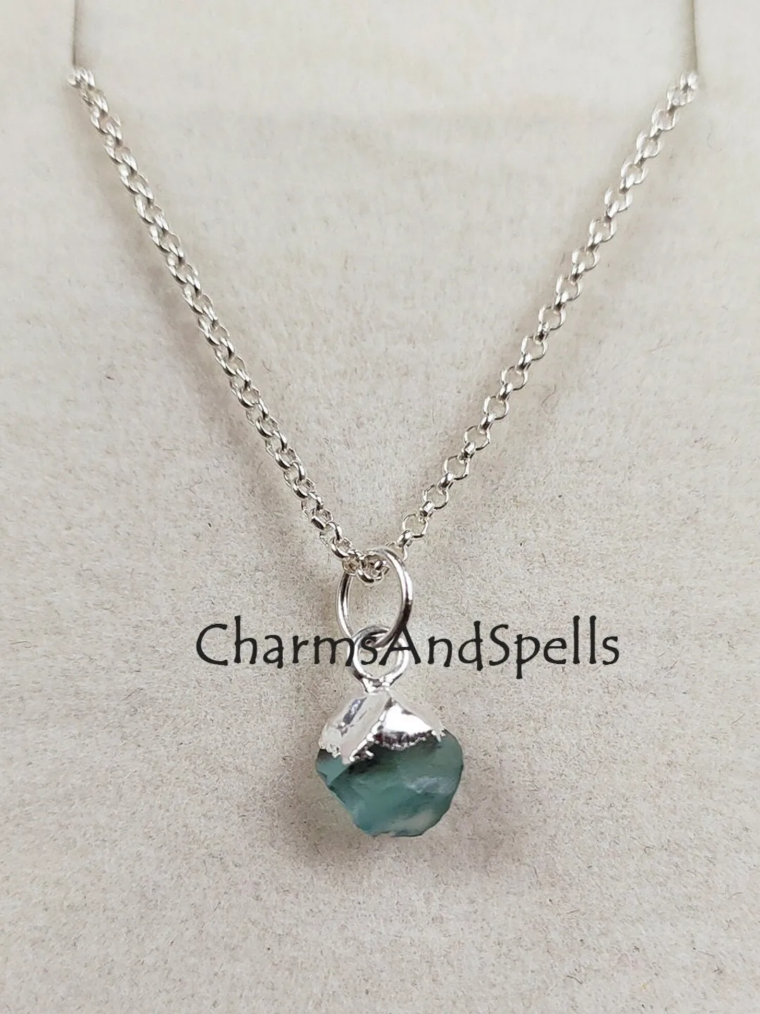 Natural Raw Blue Apatite Stone Necklace, Silver Plated Necklace, Raw Crystal Jewelry, Electroplated Necklace,Valentine Day Gifts