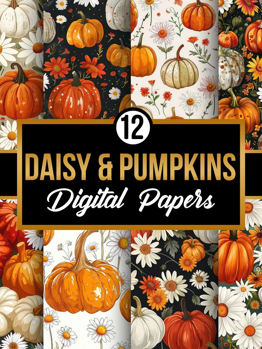 Gerbera Daisy Digital Papers, Floral Seamless Pattern (Digital Download)