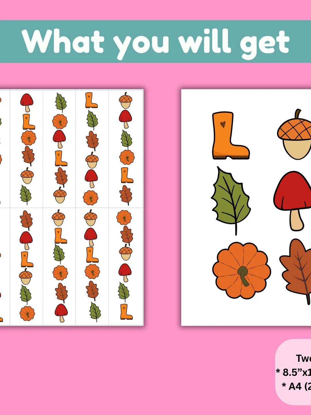 Fall Sequencing Patterns Fall Pattern Matching Printable Autumn Preschool Activity Sequencing ...
