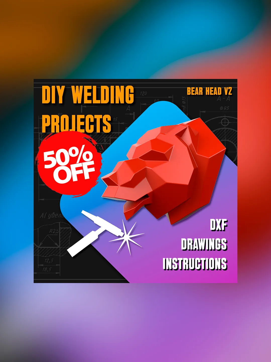 Welding Project Plans Drawings Bear Head (DXF, PDF)