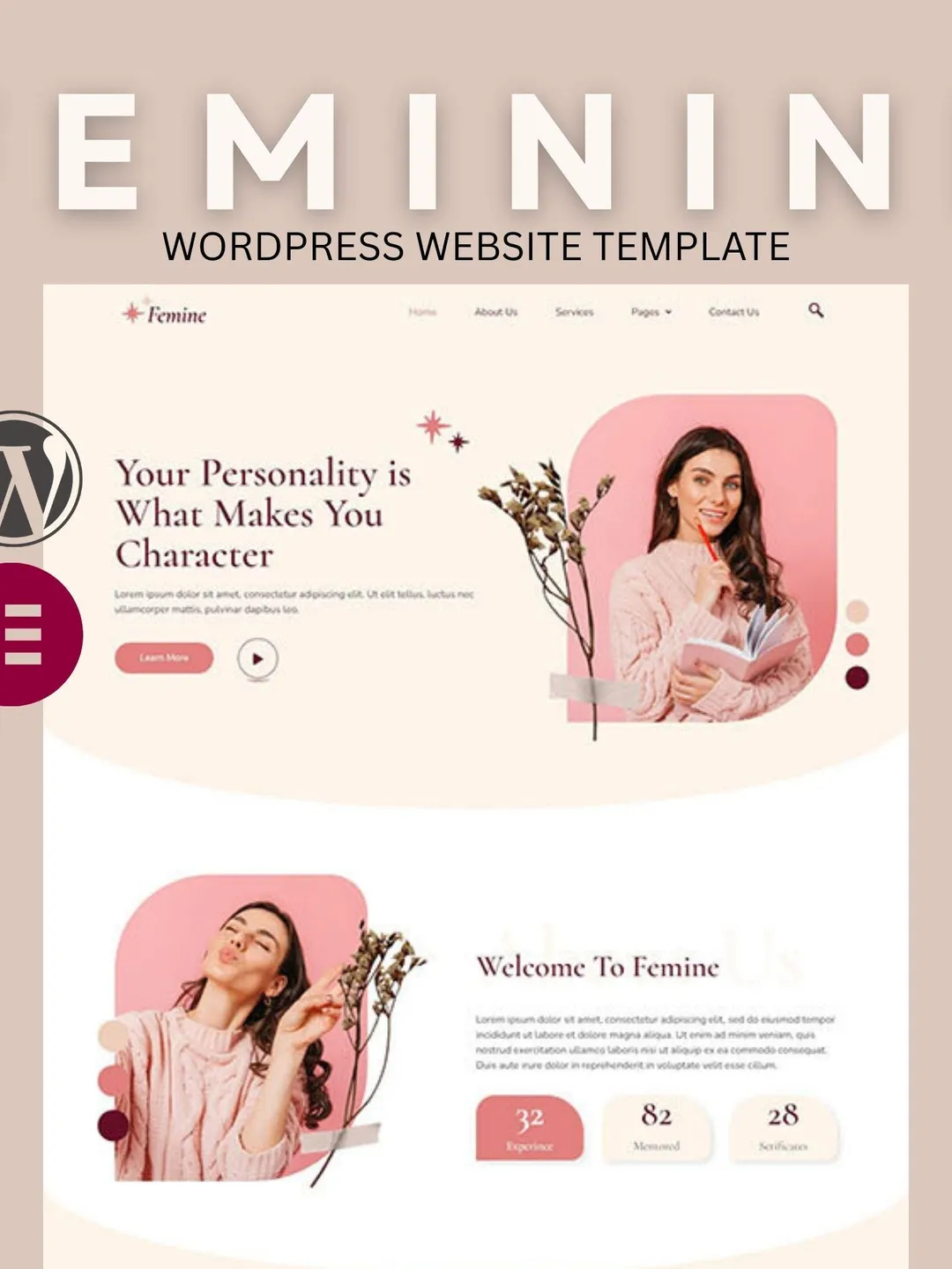 Feminine Life Coach Elementor Pro Template Kit: WordPress Website Design