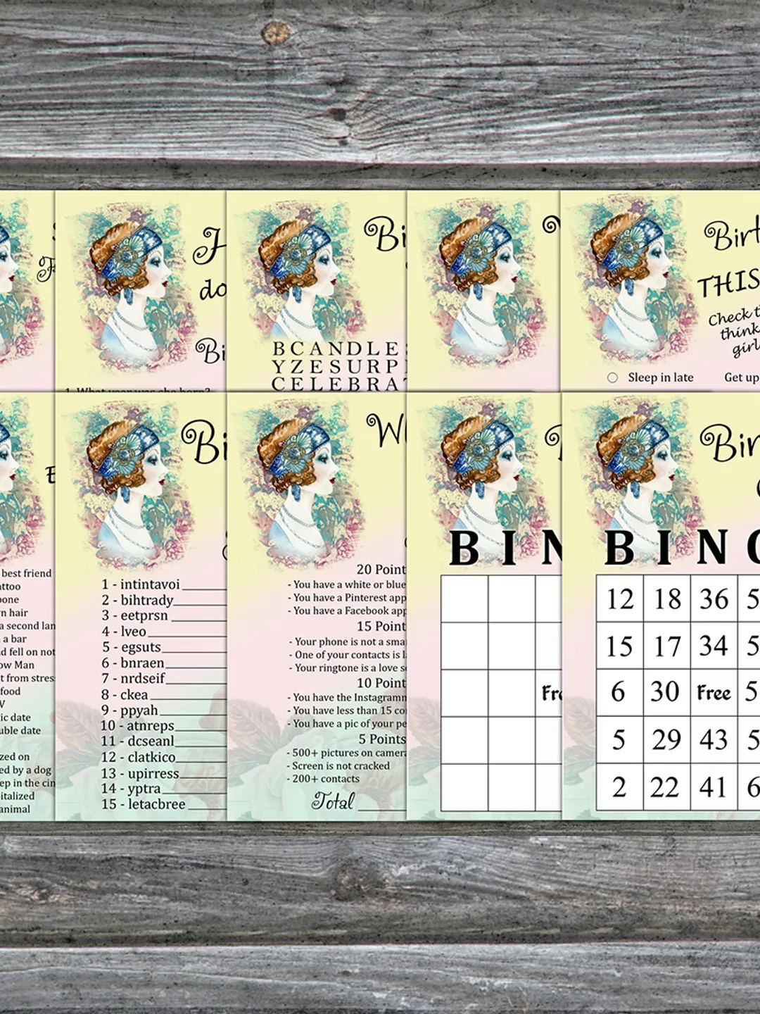 Vintage Birthday Party Games bundle,Adult birthday games package,Printable Birthday Games,INSTANT DOWNLOAD