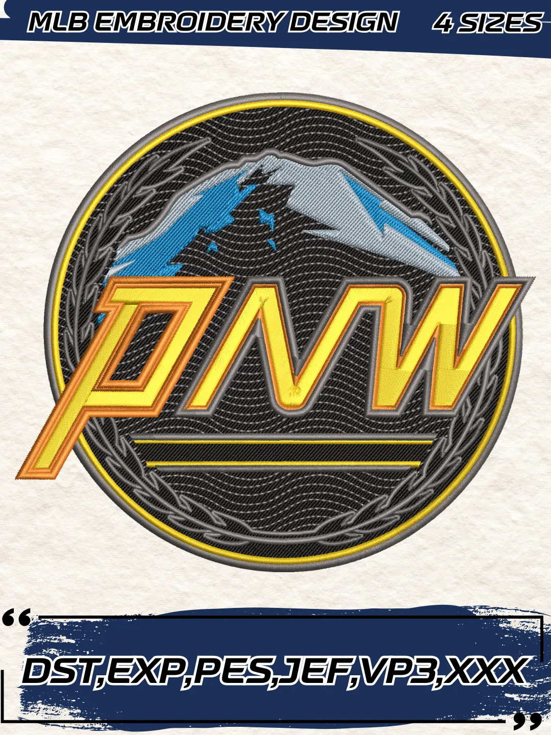 Mariners Baseball Embroidery Design - Alternate Logo - Machine Embroidery File
