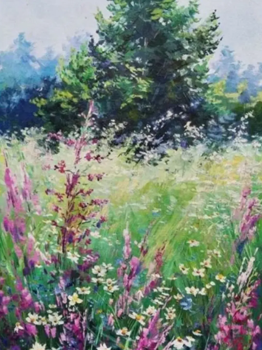 Painting on canvas “Wildflowers”, oil, size 86 x 66 cm, framed