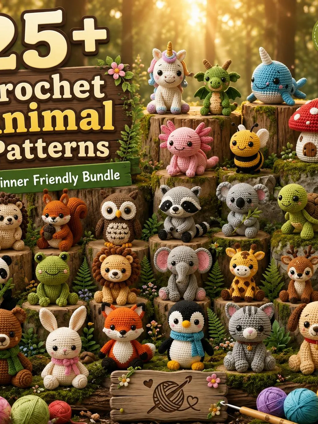 25+ Crochet Animal Patterns Bundle PDF | Amigurumi Animals Crochet Patterns | Beginner Friendly Plush Toy Patterns | Cute Crochet Animals
