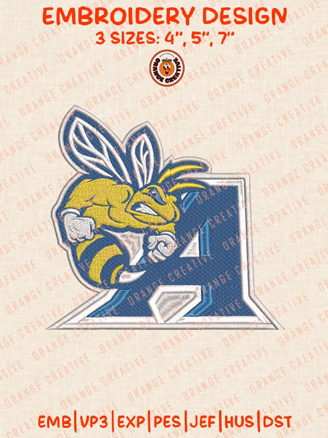 Allen Yellow Jackets NCAA Logo Embroidery Files, Sport Embroidery Designs, NCAA Allen Yellow Jackets Embroidery, College Football Team Designs, Digital Download