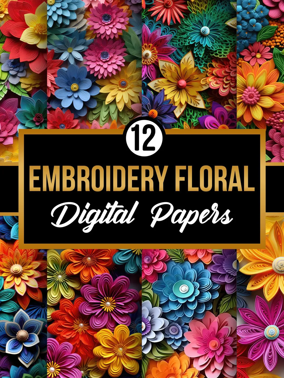 3D Neon Flowers Seamless Patterns | Vibrant Flowers Digital Papers ...