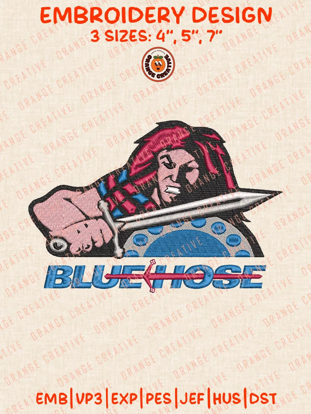 Presbyterian Blue Hose Team Embroidery Design, NCAA Team Logo Embroidery Design, Machine Embroidery Design File, 4 Sizes, Digital Download