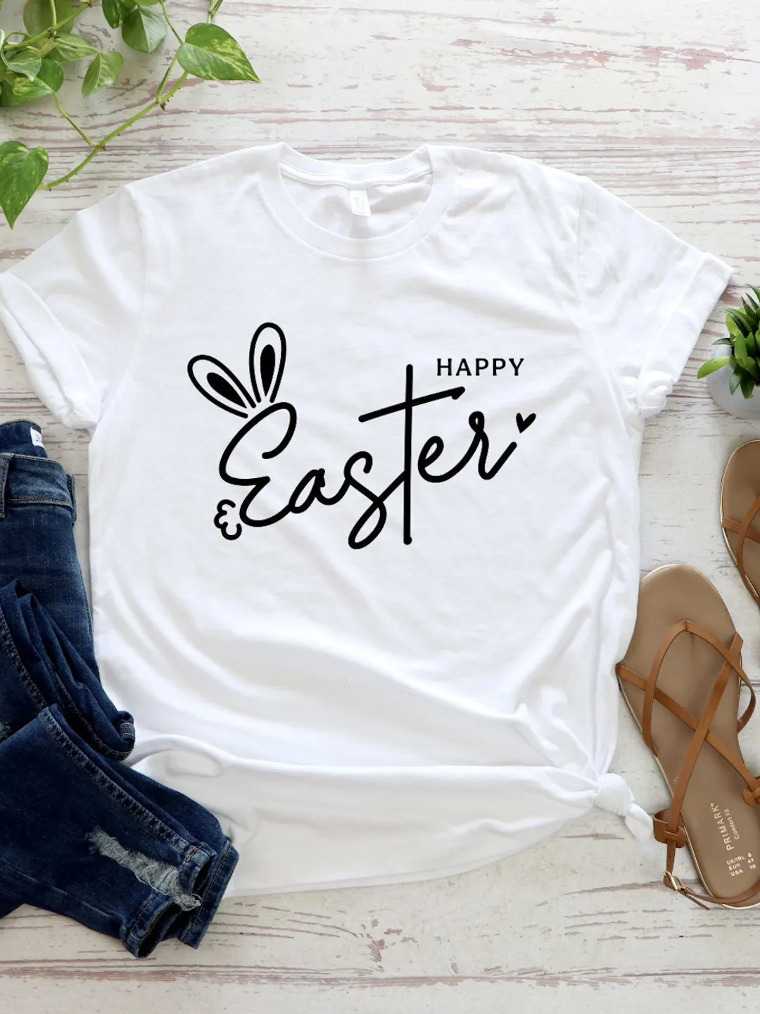 Easter Graphic Tee: Bunny Ears Design - Relaxed Cotton Blend