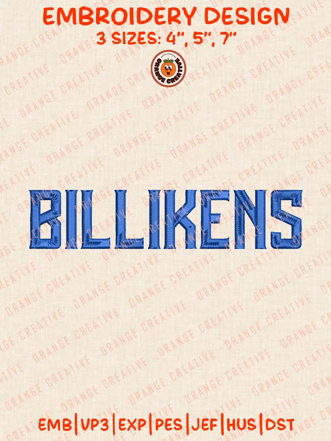 Billikens Text Embroidery Design, NCAA Saint Louis Billikens Team Logo Embroidery Design, Machine Embroidery Design File, 4 Sizes, Custom Size, Digital Download
