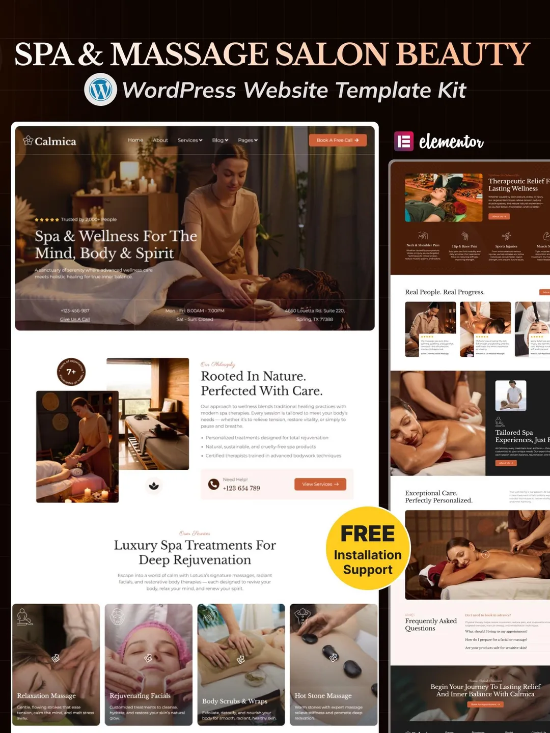 Luxury Spa Website Template Kit | Skin Care, Wellness and Beauty Salon WordPress Elementor Template