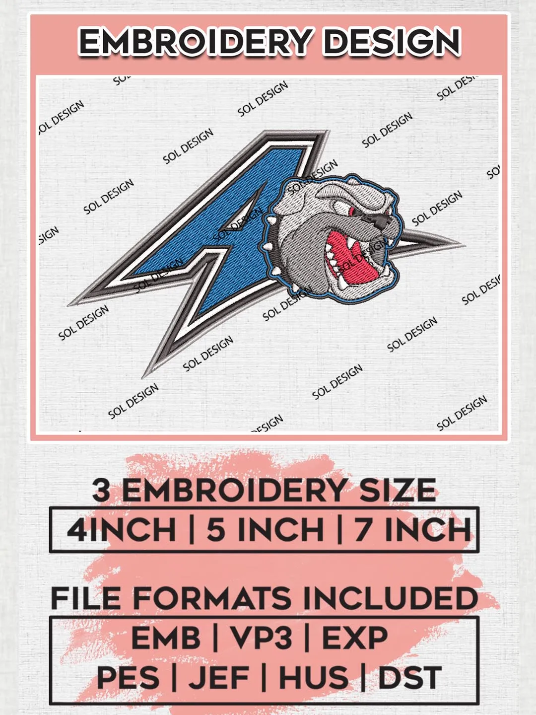 UNC Asheville Bulldogs Logo Machine Embroidery Design, NCAA UNC Asheville Bulldogs Embroidery Design Design files, NCAA Embroidery Designs, NCAA Machine Embroidery Designs, Digital Download