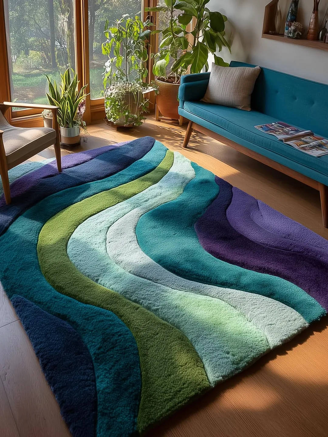 Wool Wave Rug Hand-Tufted Wool Wave Rug | Mid-Century Modern, Boho-Luxury Decor