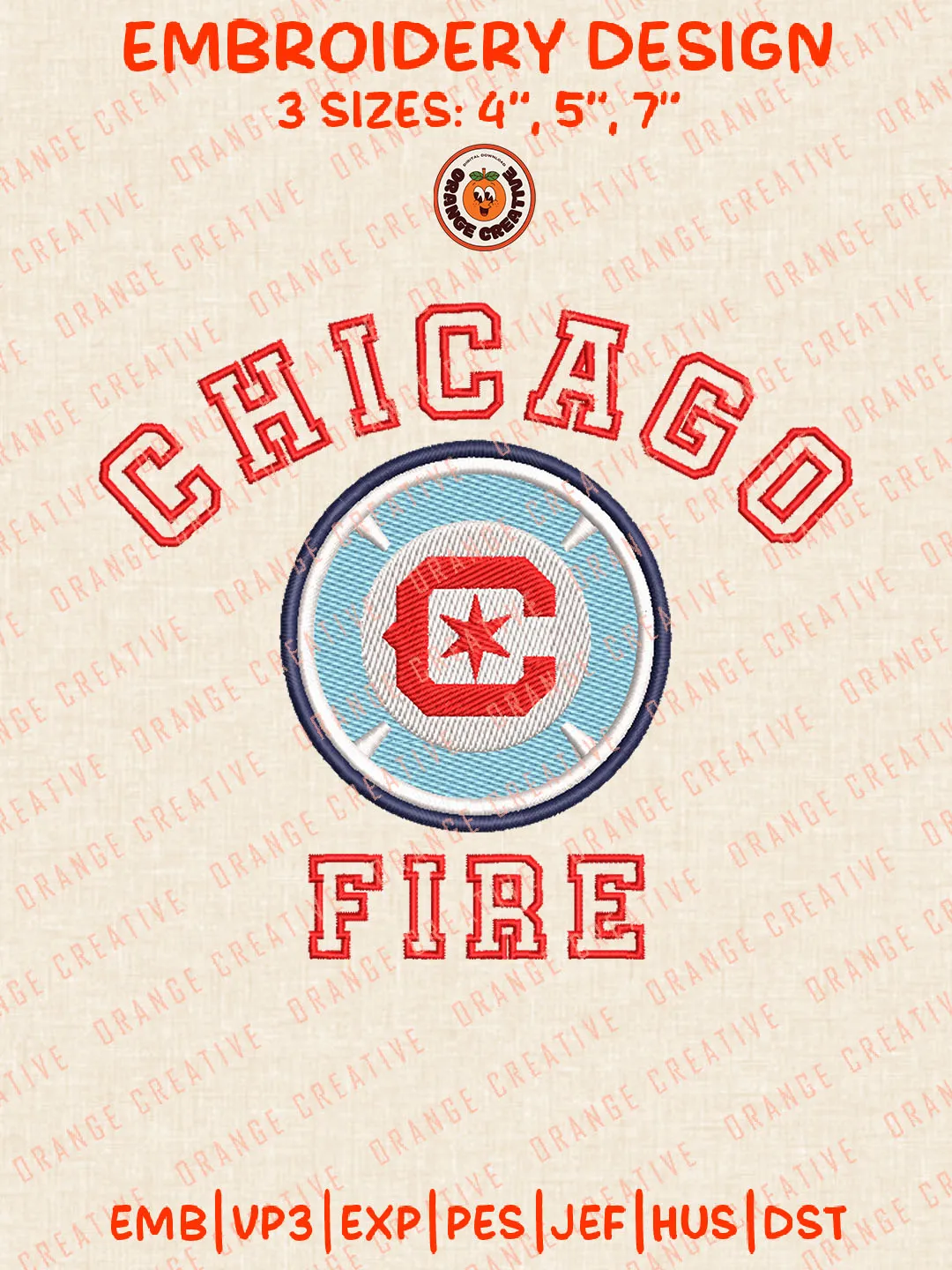 Chicago Fire FC MLS Wordmark Logo Embroidery Files, Chicago Fire FC Embroidery Designs, League Soccer Machine Embroidery Files, MLS Chicago Fire FC Logo Machine Embroidery, 3 sizes, Digital Download