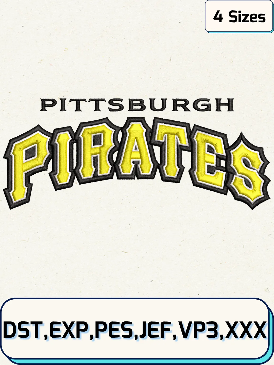 Pirates Baseball Embroidery Design – Machine Embroidery File- 4 Sizes